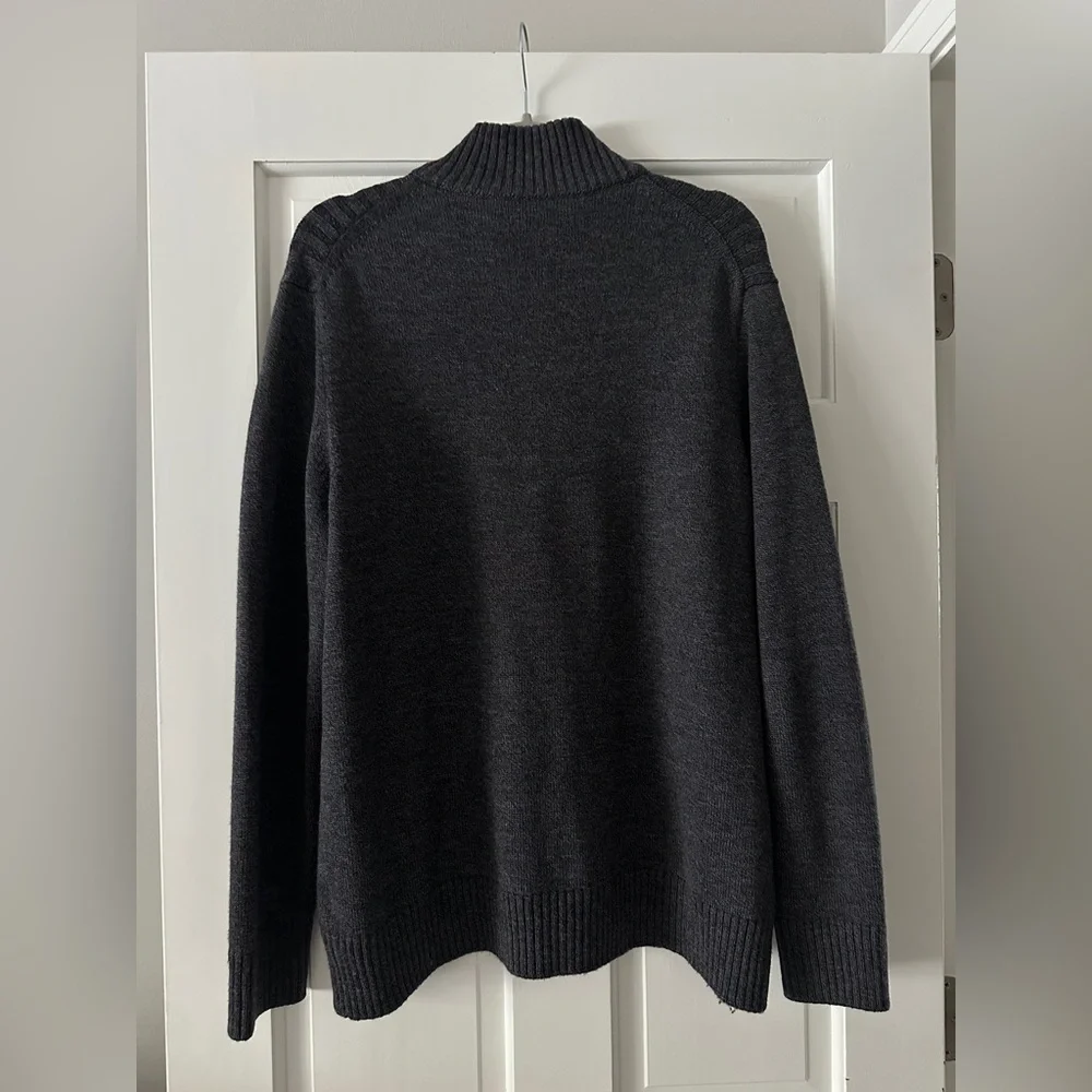Banana Republic 100% Extra Fine Merino Wool Rib Knit Half Zip Pullover Sweater